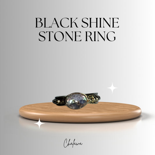 Black Shine Stone Ring - Jewelry Women