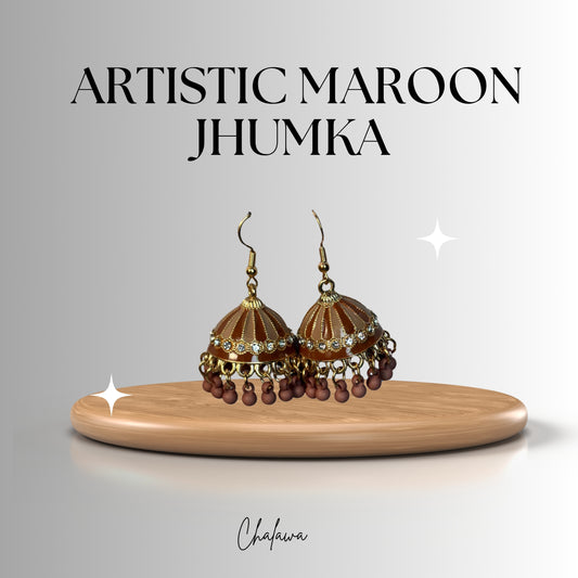 Artistic Maroon Jhumka - Jewelry Women