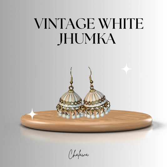 Vintage White Jhumka - Jewelry Women