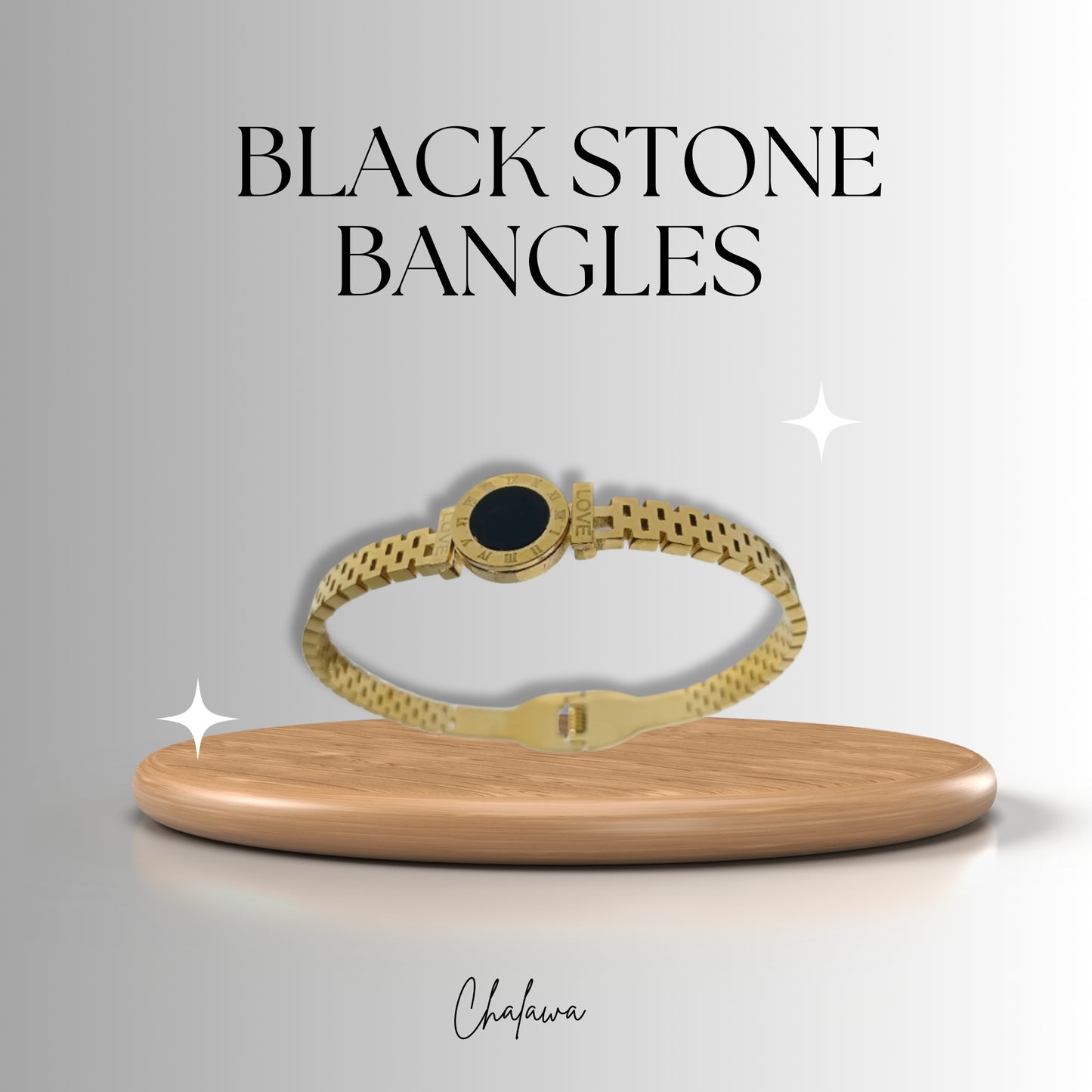 Black Stone Roman Bangle - Jewelry Women